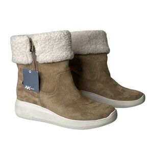 Anne Klein Sport Frizby Faux Fur Lined Faux Suede Shearling Boots Size 7